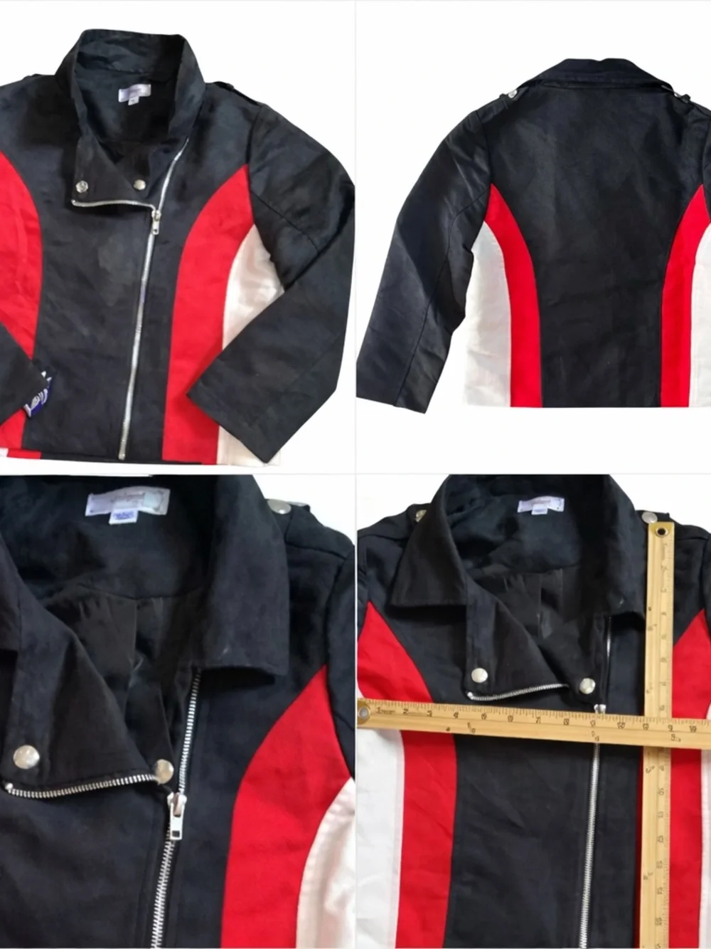 Disney D-Signed Girl’s L Black Red Suede Colorblock Descendants Evie Moto Jacket